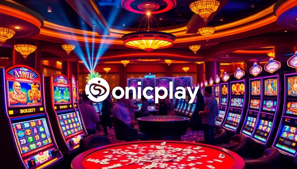 Engage with Onicplay's thrilling slot machines in a vibrant casino atmosphere.