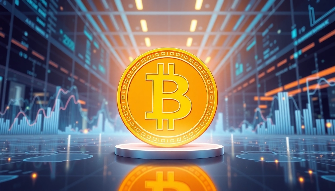 Comprendre bitcoin avec une illustration moderne numérique représentant les symboles financiers.