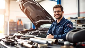 Mechanic inspecting vehicle in a professional workshop, highlighting extended auto warranty plans benefits.