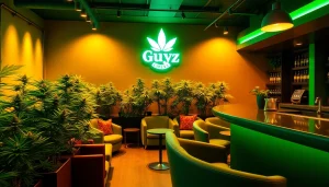 Experience the inviting ambiance of Green Guyz cannabis club madrid with modern design and green accents.