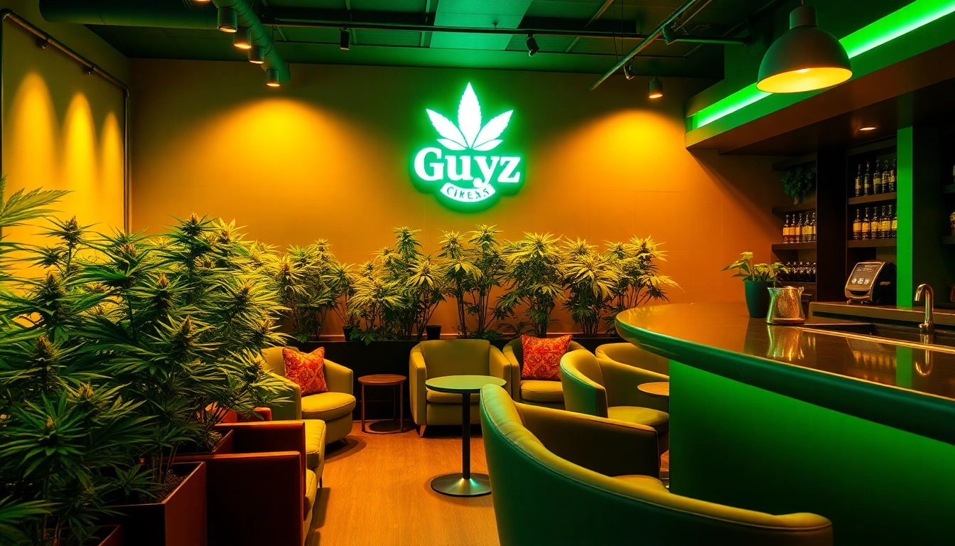Experience the inviting ambiance of Green Guyz cannabis club madrid with modern design and green accents.