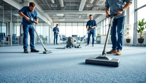 Expert commercial carpet cleaning team revitalizing office carpets with vibrant results.