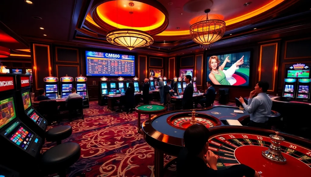 Experience the thrill of gaming at https:/cm88.bz/, featuring a vibrant casino floor with eager players.