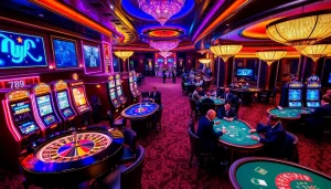 Experience the thrill of the 789 club casino with vibrant slot machines and engaged players.