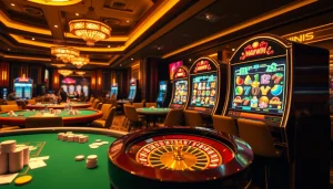 Experience the thrill of gaming at Haywin with exciting poker chips and vibrant slot machines.