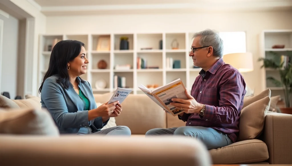 Engaged discussion between a homeowner and an expert led warranty company representative.