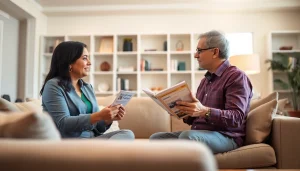 Engaged discussion between a homeowner and an expert led warranty company representative.