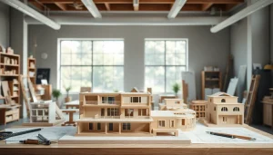 Die Kunst des architekturmodellbau Bochum in einem modernen Atelier präsentiert einzigartige Modelle.