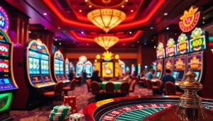 Experience the thrilling ambiance of idnslot machines amidst a luxurious casino setting, where big wins await.