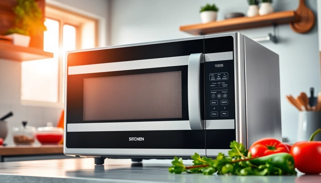 Cook delicious meals in a stylish Microwave Oven with advanced features in a contemporary kitchen.
