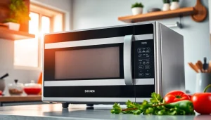 Cook delicious meals in a stylish Microwave Oven with advanced features in a contemporary kitchen.