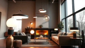 Shop ModernLighting in a trendy living room featuring elegant fixtures and natural light.