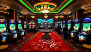 Experience thrilling games with idnslot at a luxurious casino setting featuring poker chips and slot machines.