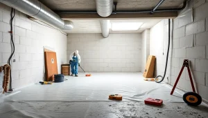 Crawl Space Restoration showcasing professionals transforming a damp area into a clean, organized environment.