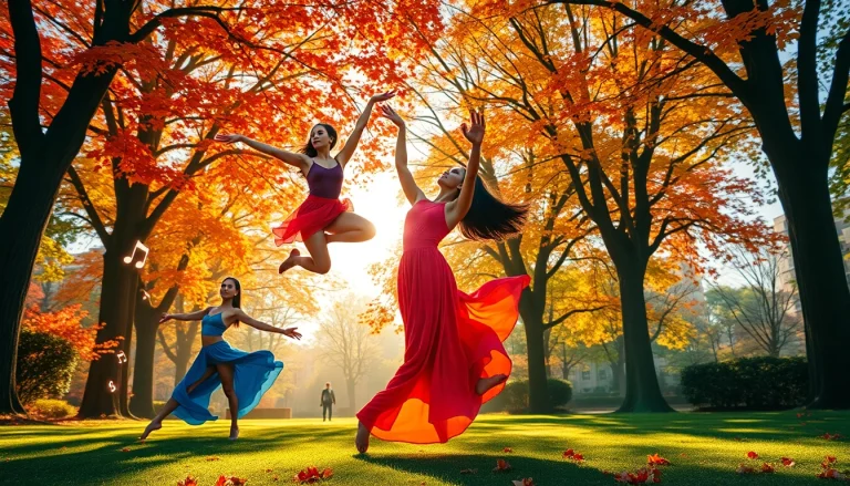 Dance performers showcasing seedance in a vibrant park, emphasizing dynamic movement and joyful expression.